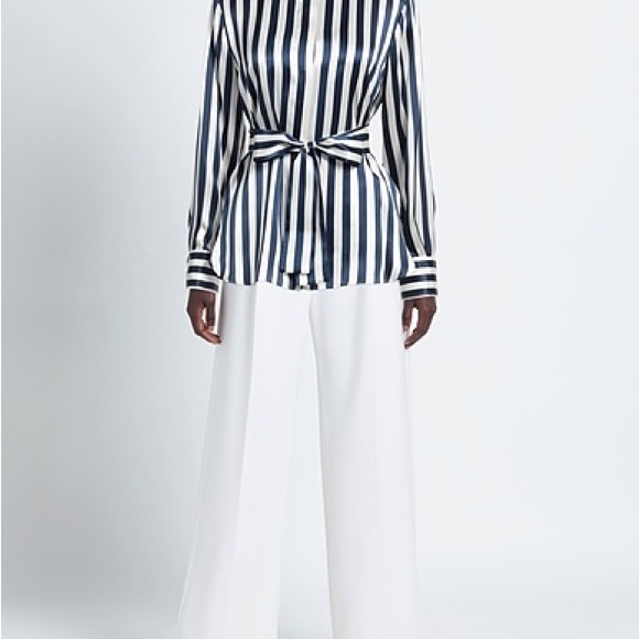 KITON 100% Silk Navy/Ivory Striped Blouse - Picture 4 of 13